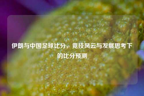 伊朗与中国足球比分，竞技风云与发展思考下的比分预测