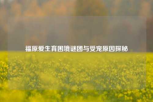 福原爱生育困境谜团与受宠原因探秘